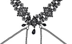 Lace Collar with Nipple Ties - Black