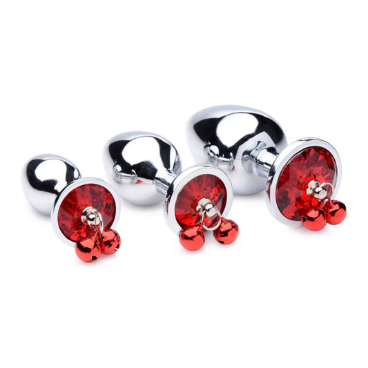 Red Gem with Balls Anal Plug Set