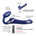 MULTI ORGASM BENDABLE STRAP-ON - NIGHT BLUE